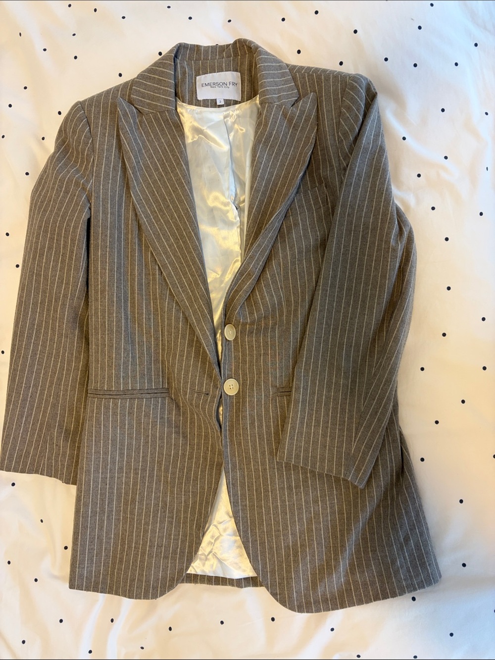 Emerson Fry Gray Pinstripe Wool-Blend Blazer